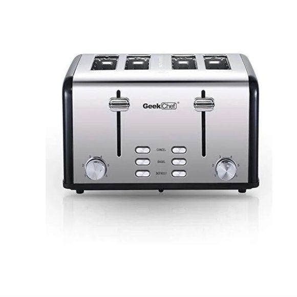 Toaster 4 Slice, Geek Chef Stainless Steel Toaster with Extra Wide Slots, 4 Slot - Picture 8 of 14